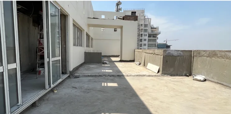 An open terrace before garden development